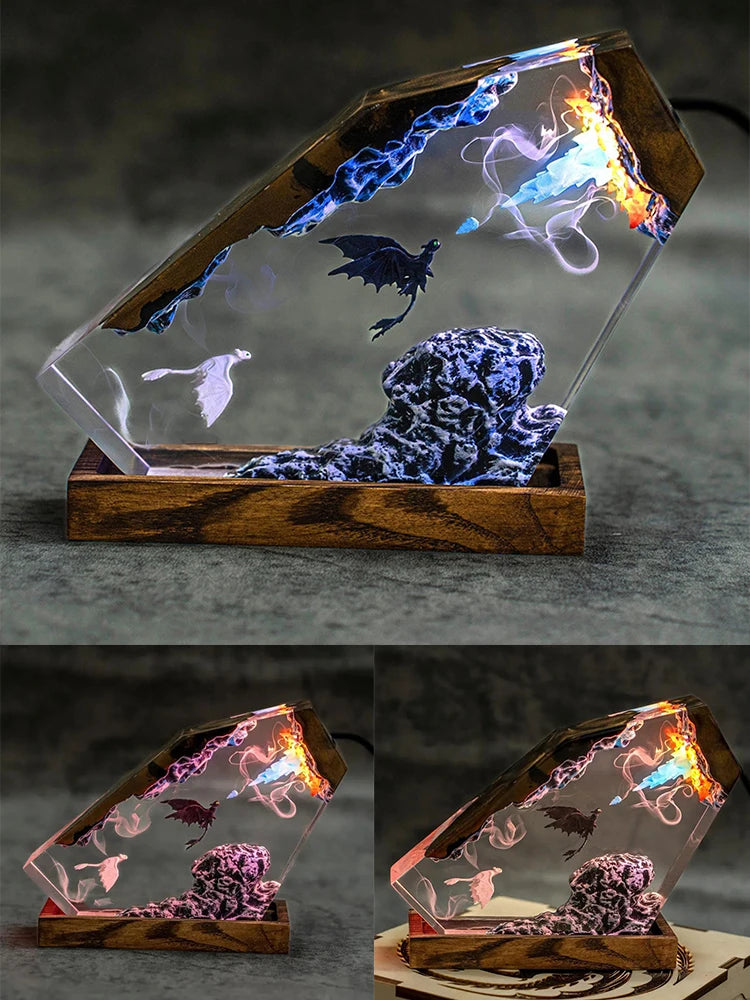 Lámpara de Resina de Dragones RGB 7 COLORES.